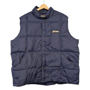 Mens XL Lands' End Energizer Goose Down Puffer Vest Blue Employee Quilted